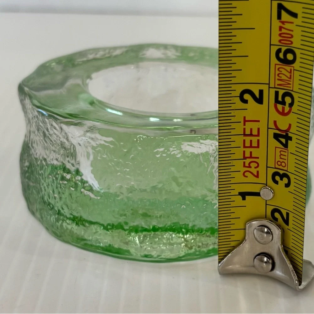 Partylite Iceland Green Textured Glass Round  Tealight Votive Candle Holder - Picture 5 of 6